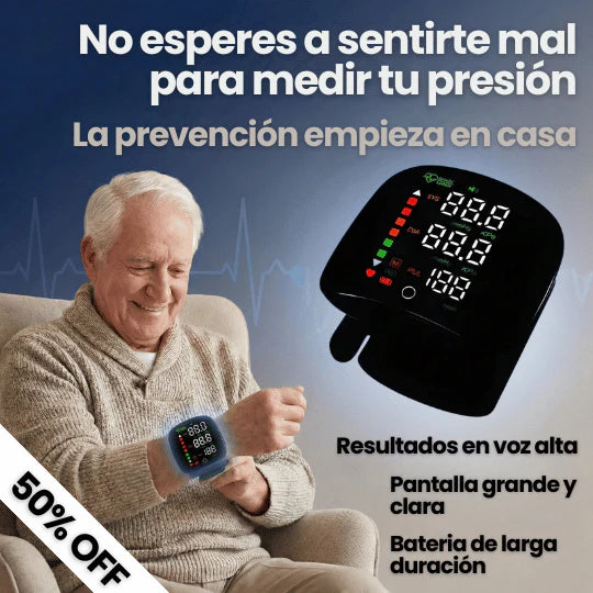 Monitor de Presión Arterial en la Muñeca con Pantalla Digital - Opción de Voz en Español