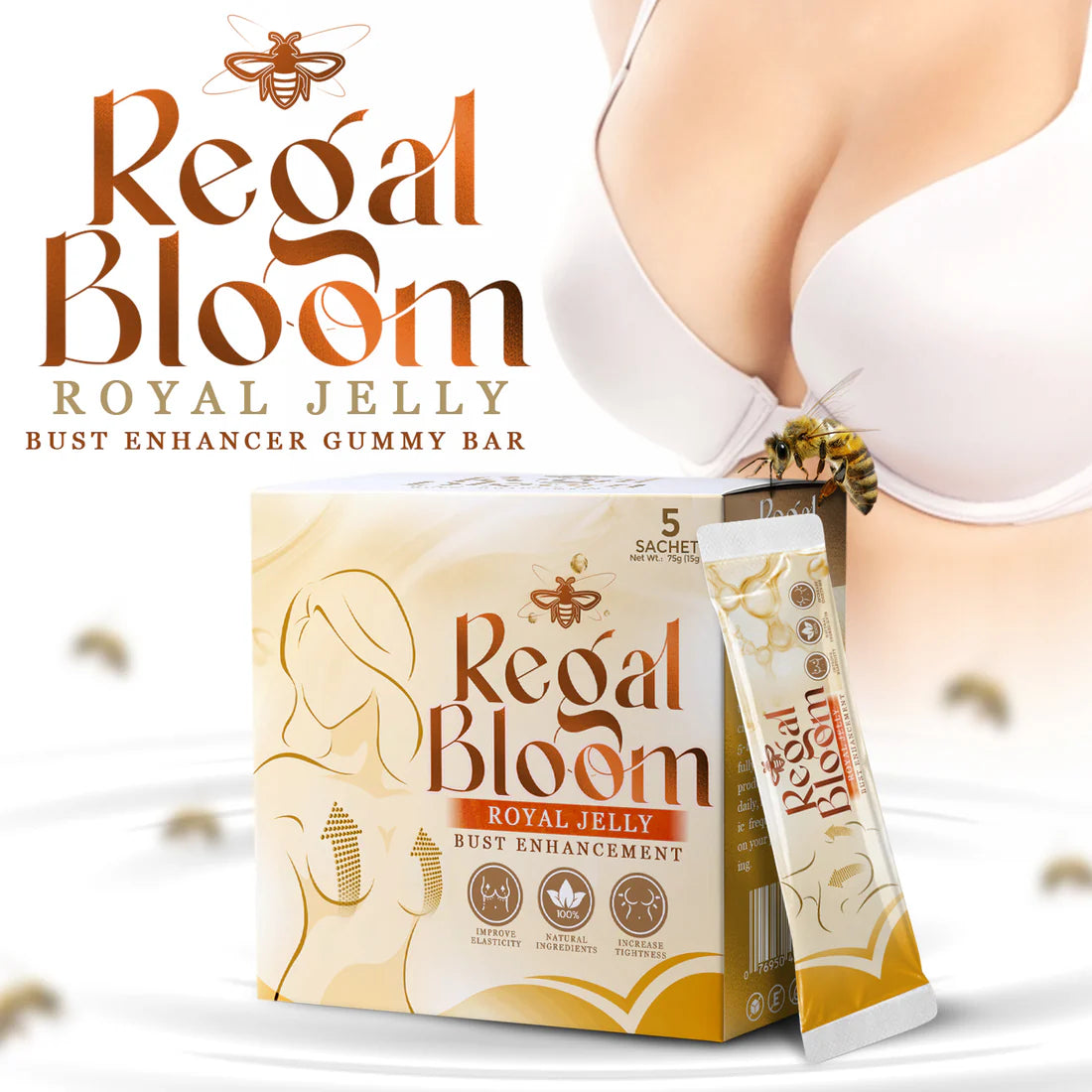 🍑 𝙂𝙁𝙊𝙐𝙆® Regal Bloom Royal Jelly Bust Enhancement Gummy Bar 👙 ✨ Reduce la flacidez y reconstruye el colágeno 👼 Reactiva el crecimiento dormido