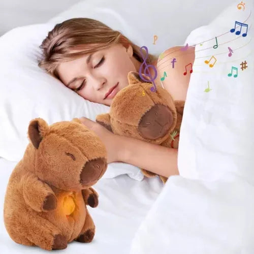 PELUCHE CAPIBARA DE RESPIRACIÓN CON MÚSICA RELAJANTE Y LUZ SUAVE ✨