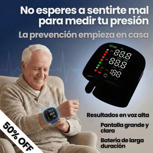 Monitor de Presión Arterial en la Muñeca con Pantalla Digital - Opción de Voz en Español